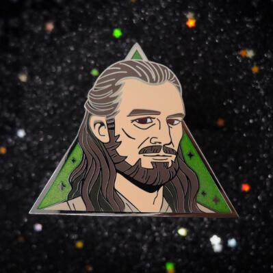 Product photo: enamel pin of Qui-Gon Jinn bust