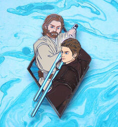 Product photo: enamel pin of Obi-Wan and Anakin