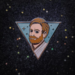 Product photo: enamel pin of Obi-Wan Kenobi bust